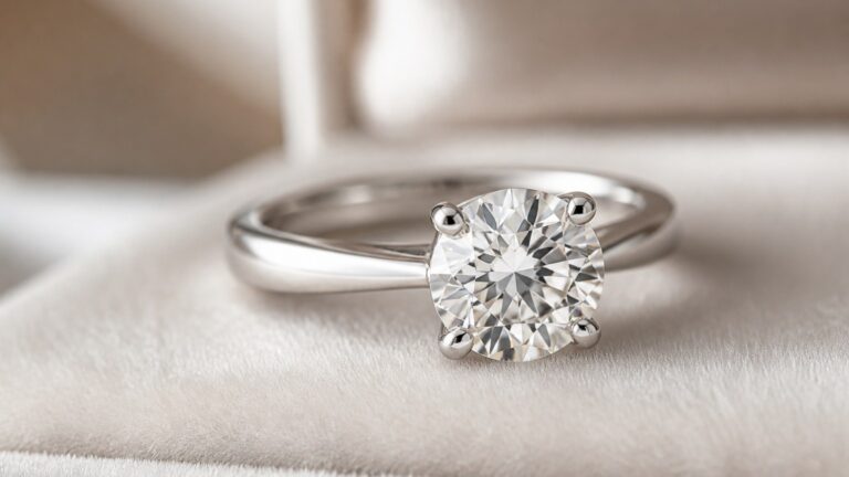 Bague de fiançailles de luxe en or blanc avec un diamant solitaire éclatant