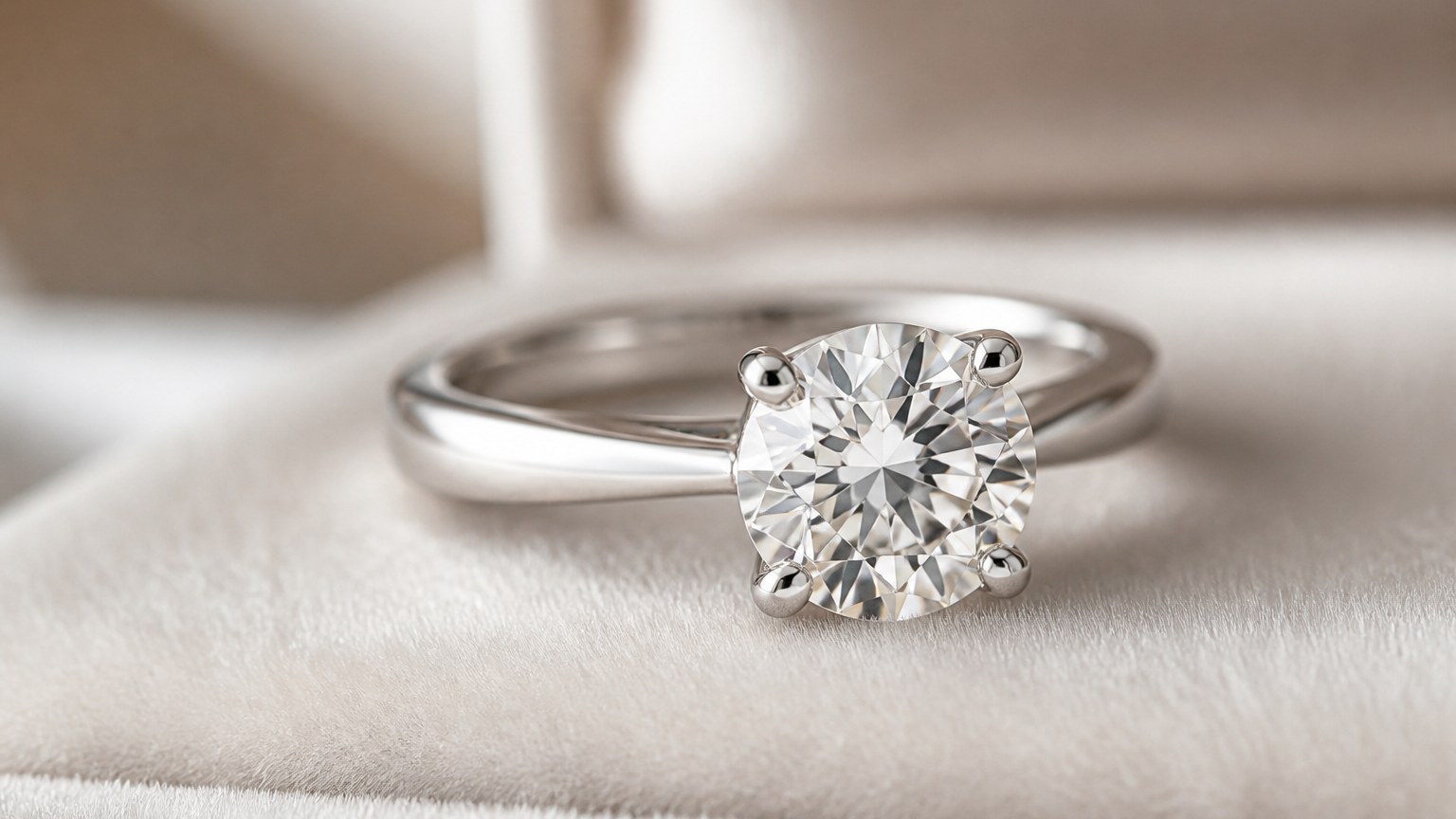Bague de fiançailles de luxe en or blanc avec un diamant solitaire éclatant