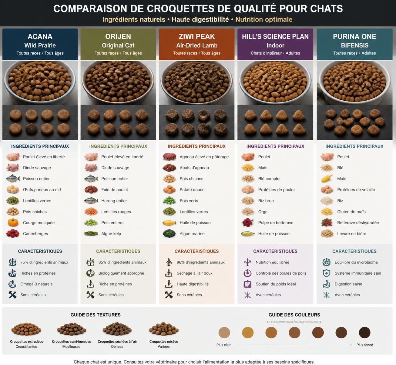 comparez les meilleures croquettes pour chat et découvrez comment choisir une alimentation saine et adaptée à votre félin grâce à notre guide complet.